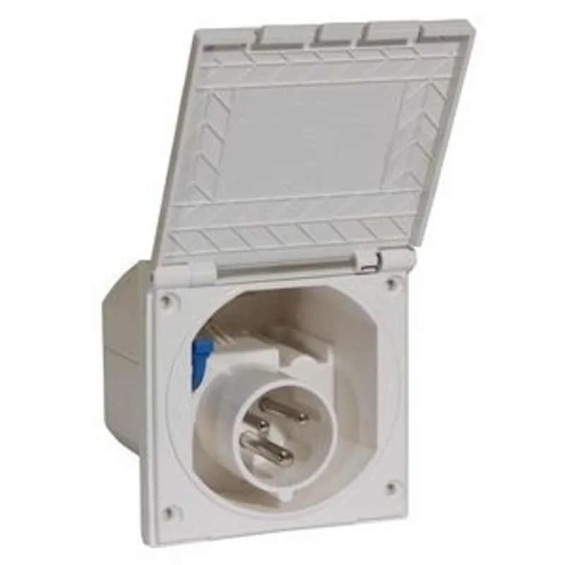 Aquafax Flush Mounted Mains Inlet Socket in White