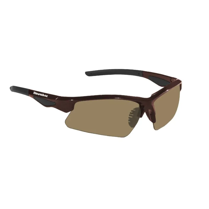 Snowbee Classic Wrap Around Open Frame Sunglasses in Brown/Amber