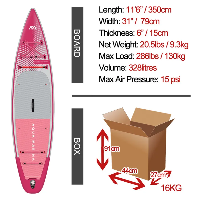 Aqua Marina Coral Touring iSUP 11'6 in Pink-1