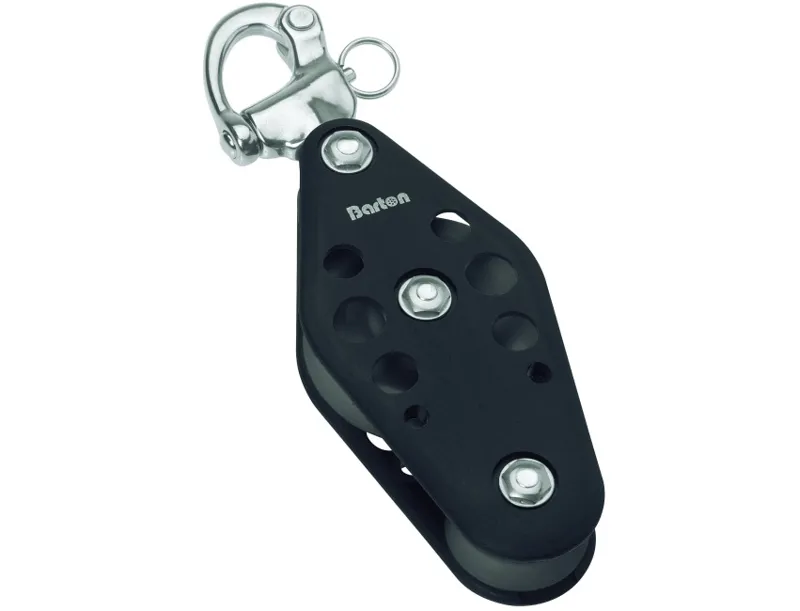 Barton Size2 Plain Bearing Pulley Block Fiddle With Snap Shackle Black
