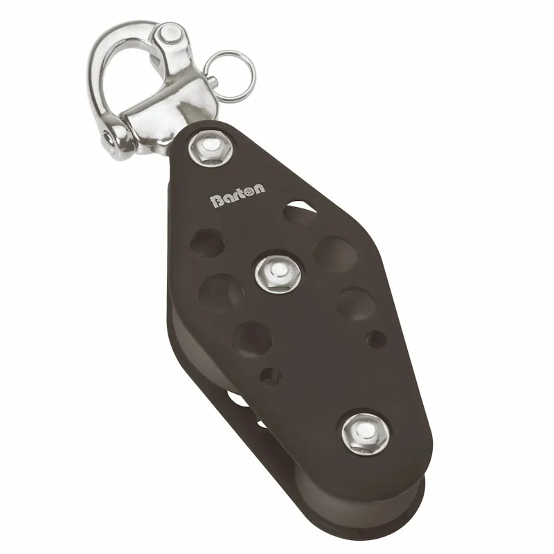 Barton Size3 Plain Bearing Pulley Block Fiddle With Snap Shackle Black