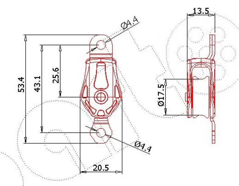 Barton Size 0 20mm Plain Bearing Pulley Block Cheek-1
