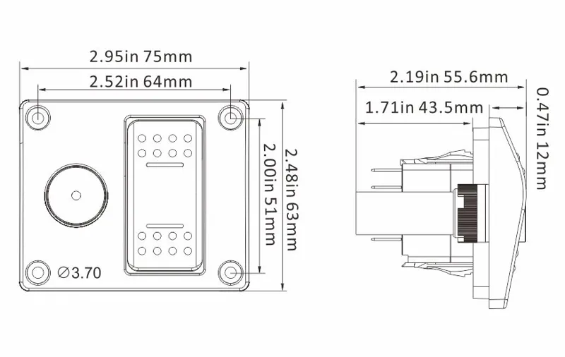 BILGE ALARM ALARM SWITCH PANEL 12V 20A MAX-4