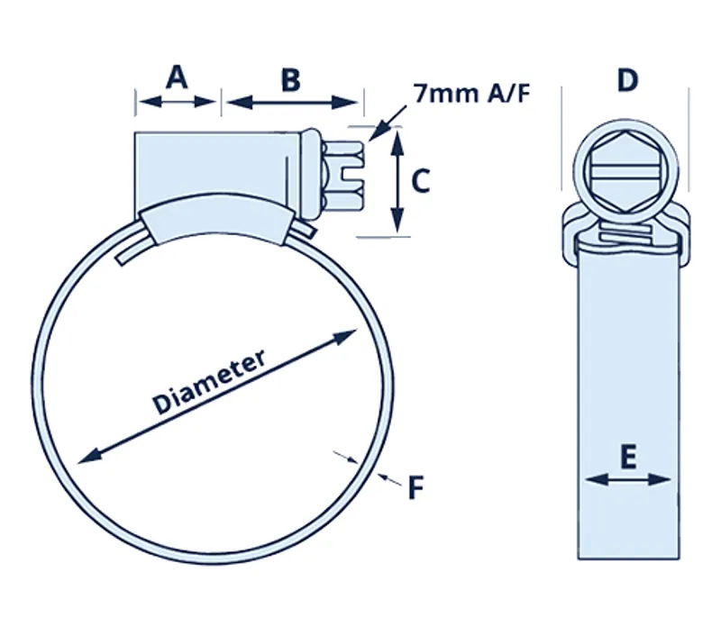 JCS Hi-Grip HGS25 304 Stainless Steel Hose Clip 17-25mm Band 13mm-1