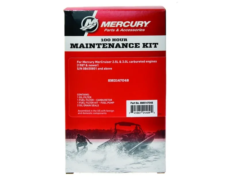 Mercury Mercruiser 2.5L and 3.0L Carburettor Engine 100hr Service Kit