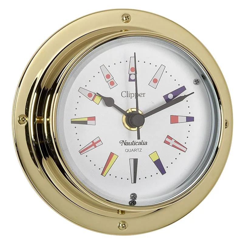 Nauticalia Clipper Code Flag Clock QuickFix Brass 