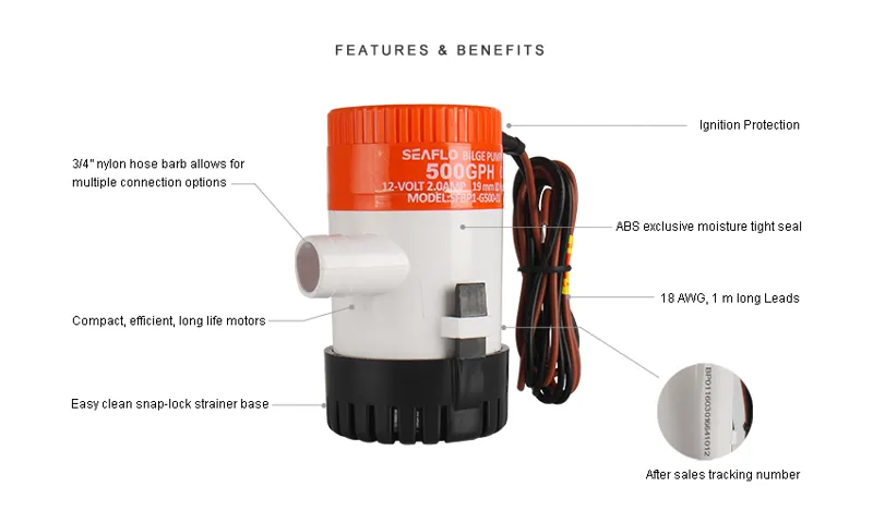 Seaflo 01 Series 500GPH Non-Auto Bilge Pump 12V-3