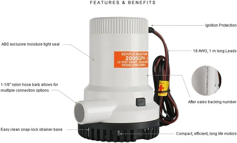 Seaflo 01 Series Non-Auto Bilge Pump 12V 2000GPH-1
