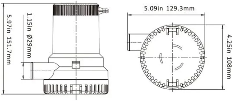 Seaflo 01 Series Non-Auto Bilge Pump 12V 2000GPH-2