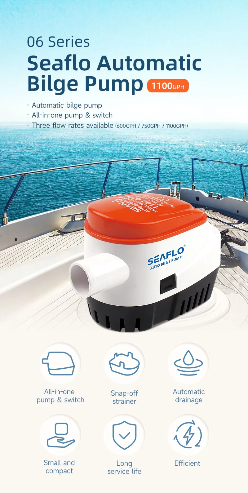 Seaflo 06 Series 1100GPH 12V Automatic Bilge Pump-5