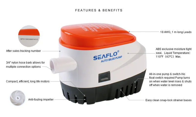 Seaflo 06 Series 600GPH Automatic Bilge Pump 12V-2