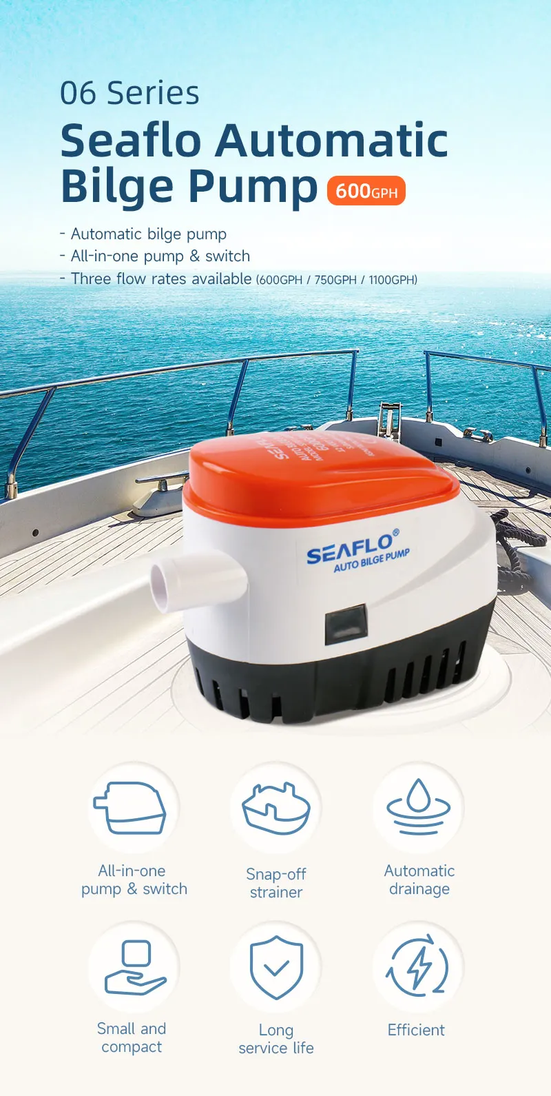 Seaflo 06 Series 600GPH Automatic Bilge Pump 12V-5