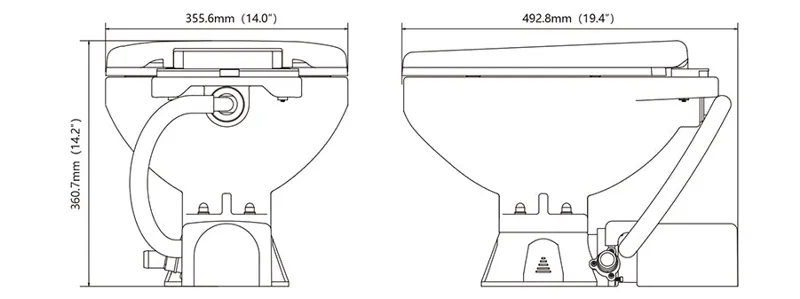 Seaflo 12V Electric Marine Toilet Regular Size Horizontally Mounted-5