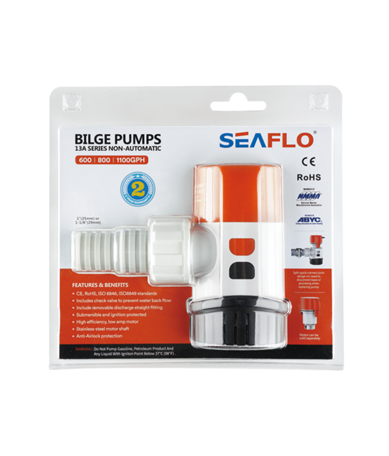 Seaflo 13A Series 1100GPH Non-Automatic Bilge Pump 12V-10