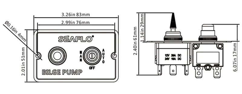 Seaflo 3-Way Bilge Pump Switch Panel 12V and 24V-3