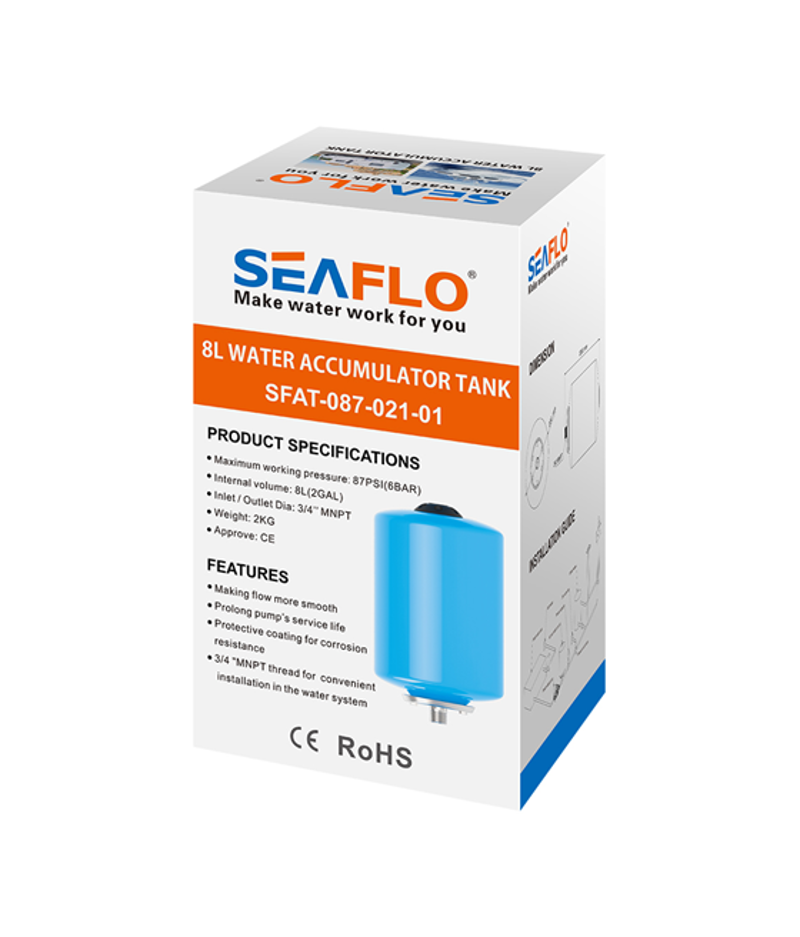 Seaflo 8L Water Accumulator Tank 87PSI MAX-3