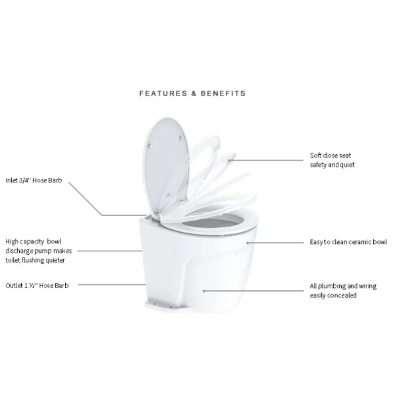 Seaflo Deluxe Flush Electric Toilet Fresh Water 12V-1