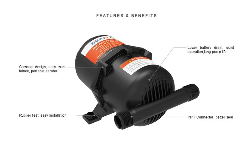 Seaflo Pressurized Accumulator Tank 0.75L 10-125PSI-4