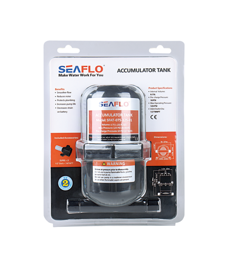 Seaflo Pressurized Accumulator Tank 0.75L 10-125PSI-5