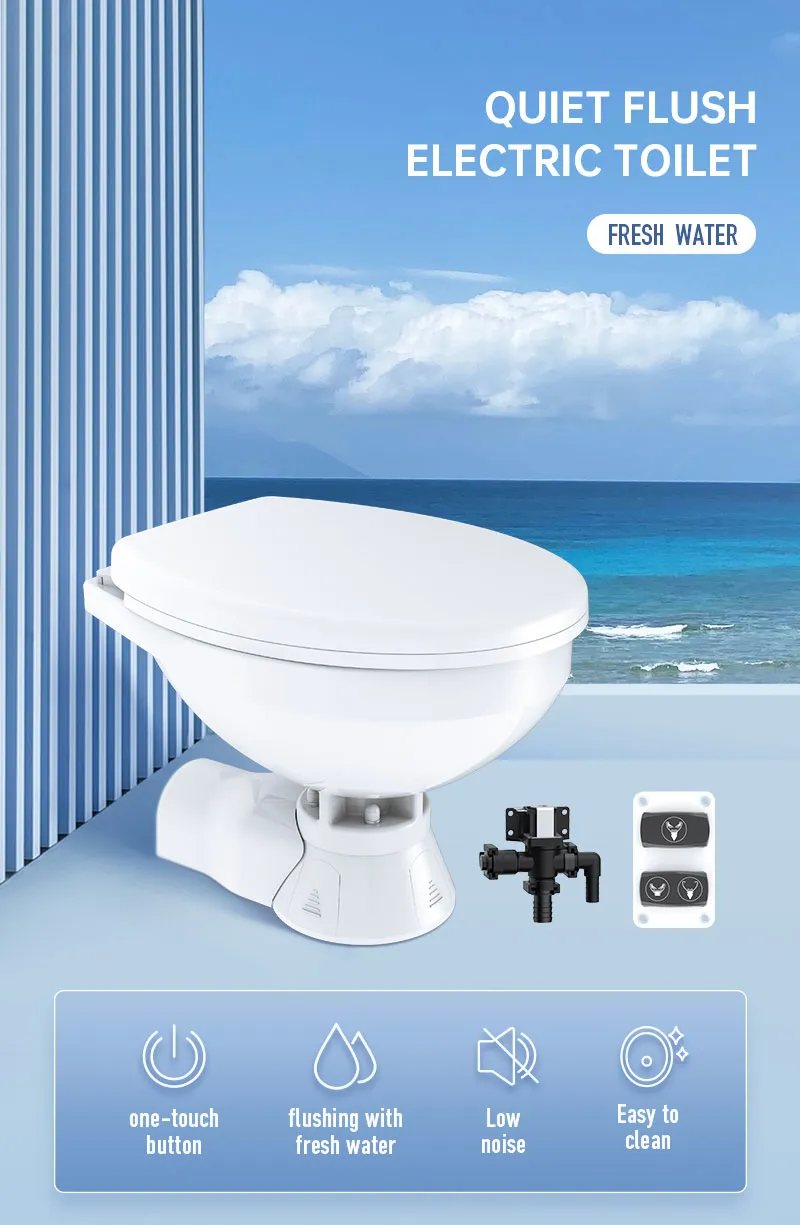 Seaflo Quiet Flush Freshwater Electric Toilet 12V Regular-12