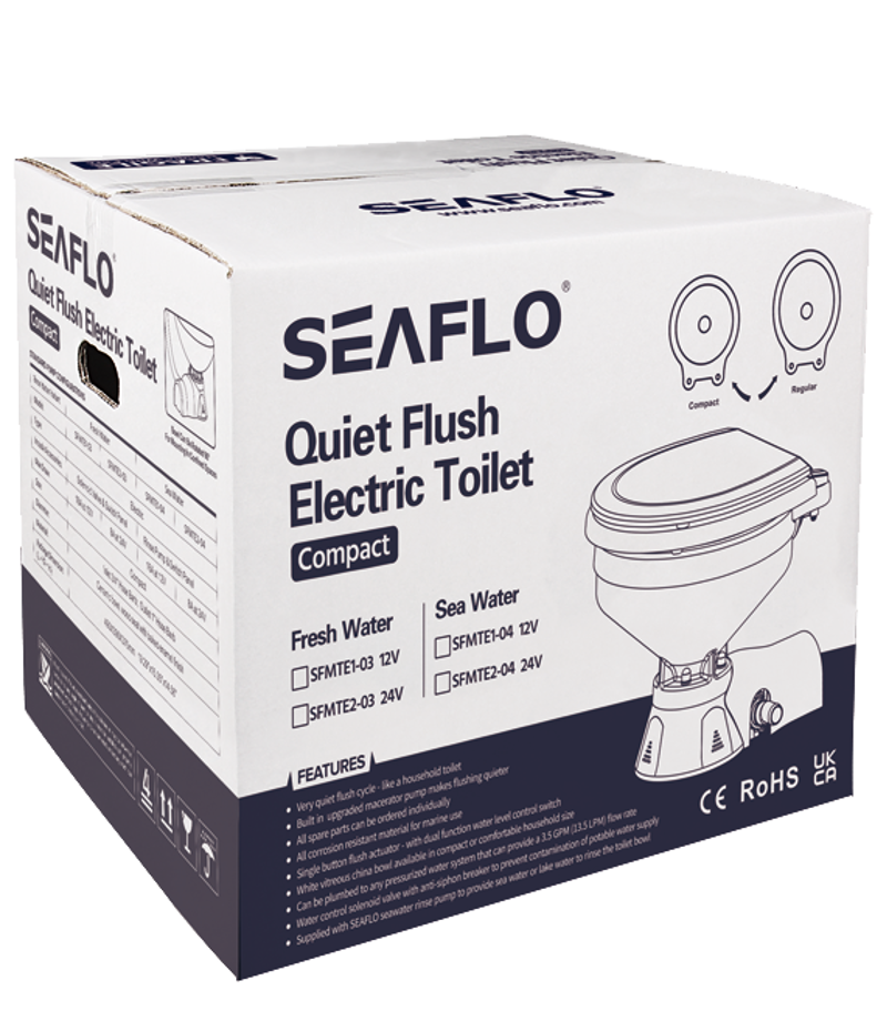Seaflo Quiet Flush Freshwater Electric Toilet 12V Regular-13