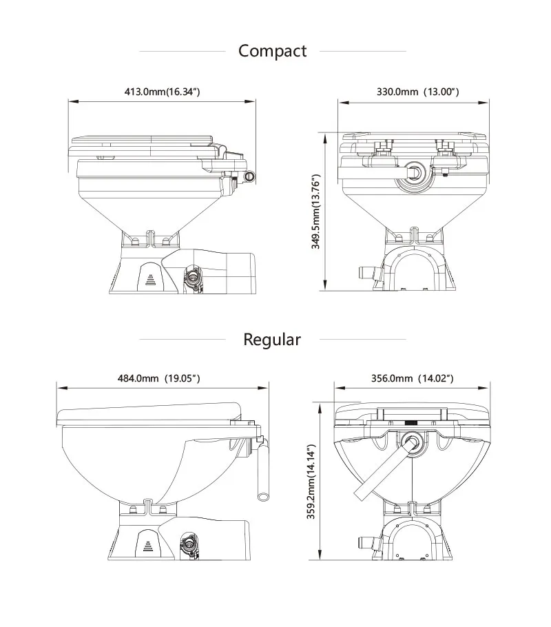 Seaflo Quiet Flush Freshwater Electric Toilet 12V Regular-8