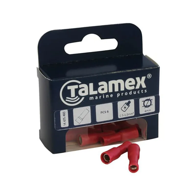 Talamex Round Female Connector PK of 6 in Yellow
